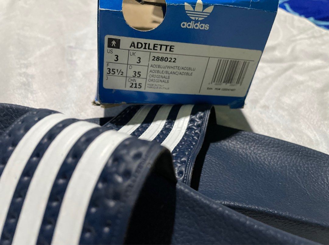 Adidas Slippers (Category: Slippers and slides) located in Mandaluyong City. Submitted by gabbie_0708 (Listing ID 1246088792, Image 2). Description: Original Adidas Slippers Never used Too small for me Negotiable- just ask ☺️.