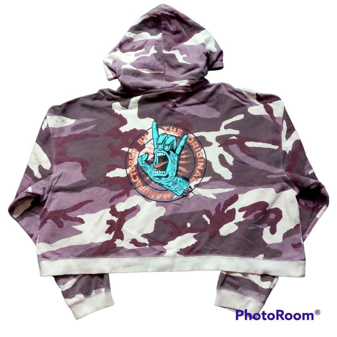Alpha Industries x Santa Cruz Camo Cropped Oversized Hoodie Sweatshirt Women s Fashion Coats Jackets and Outerwear on Carousell