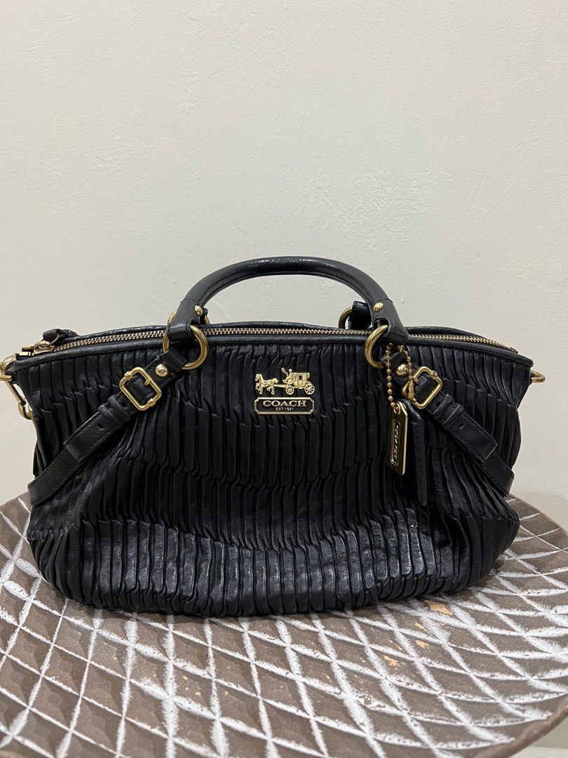 Coach gathered leather bag shop