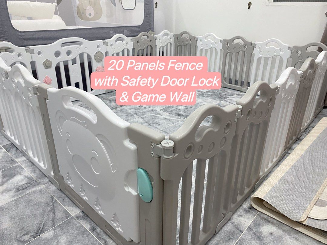 BABYFENCE 20 Panels Play Yard Safety Play Fence with Door Lock / Pagar
