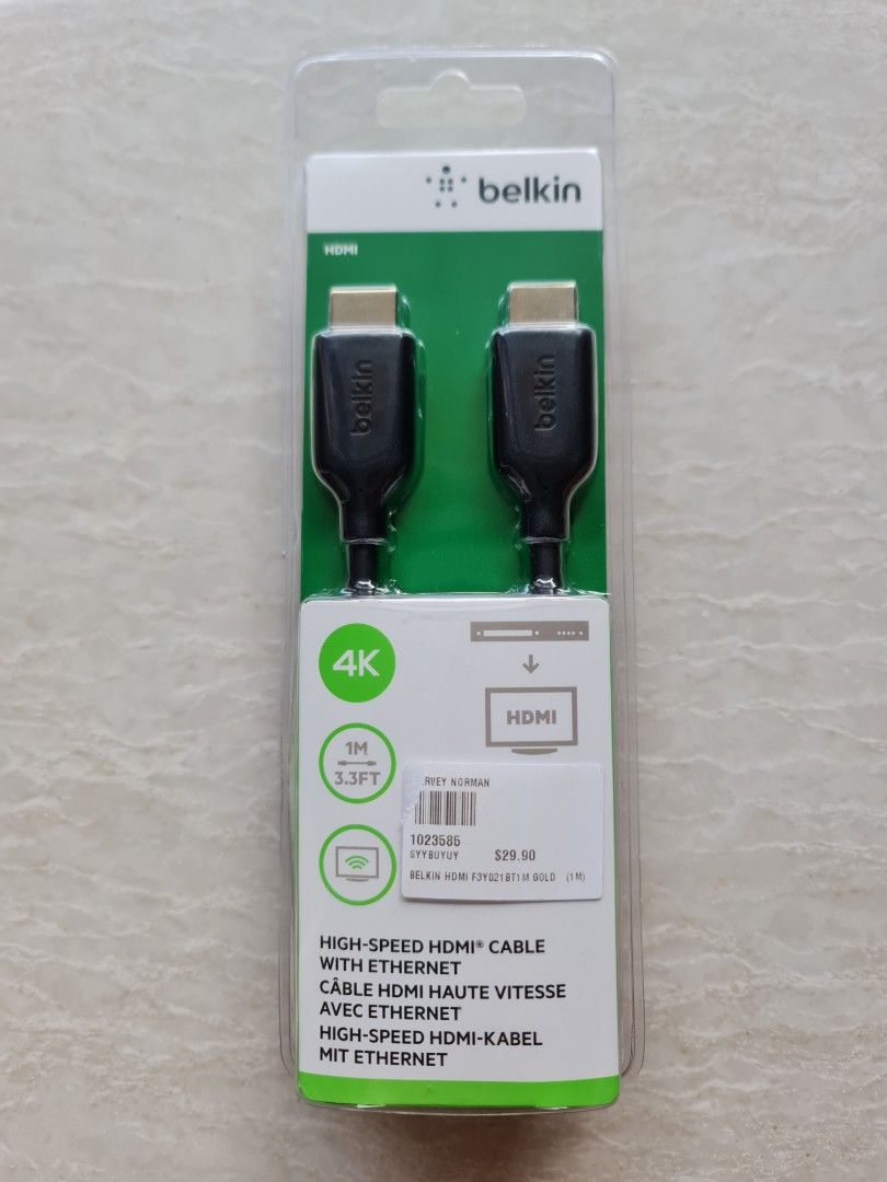 Belkin HDMI cable 4K brand new in packaging unopened, Computers & Tech ...