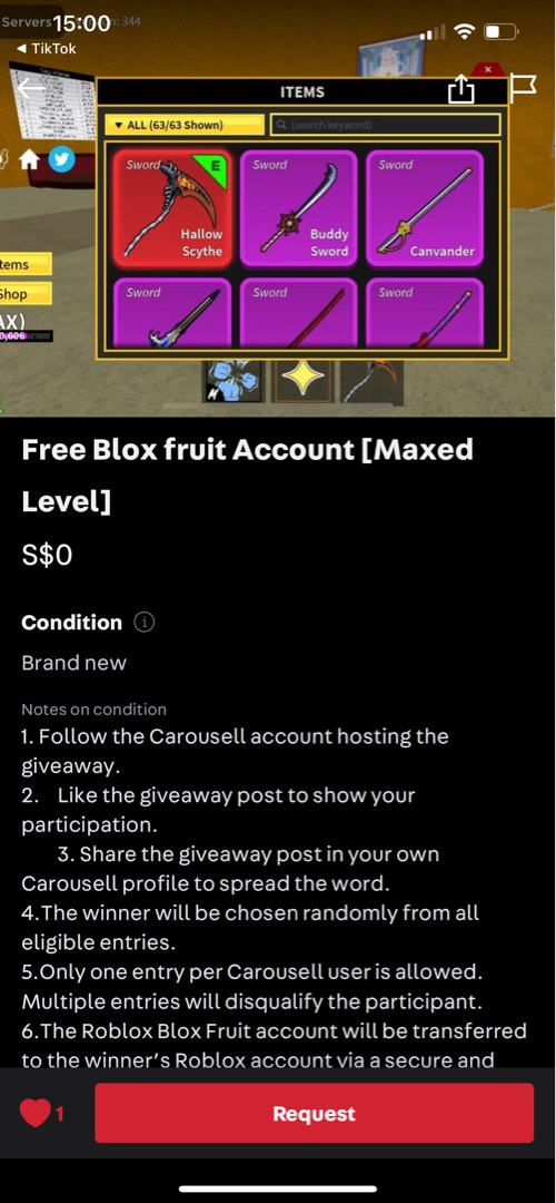 Selling Blox Fruit Roblox Account, Video Gaming, Gaming Accessories, Game  Gift Cards & Accounts on Carousell