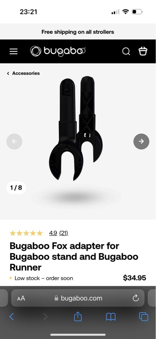 Bugaboo Fox adapter for Bugaboo stand and Bugaboo Runner