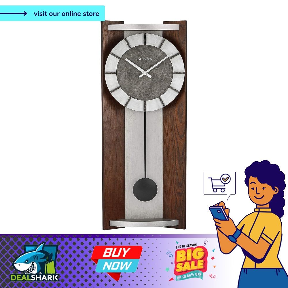 Bulova Newton Pendulum Wall Clock, Espresso, Furniture & Home Living, Home Decor, Clocks on