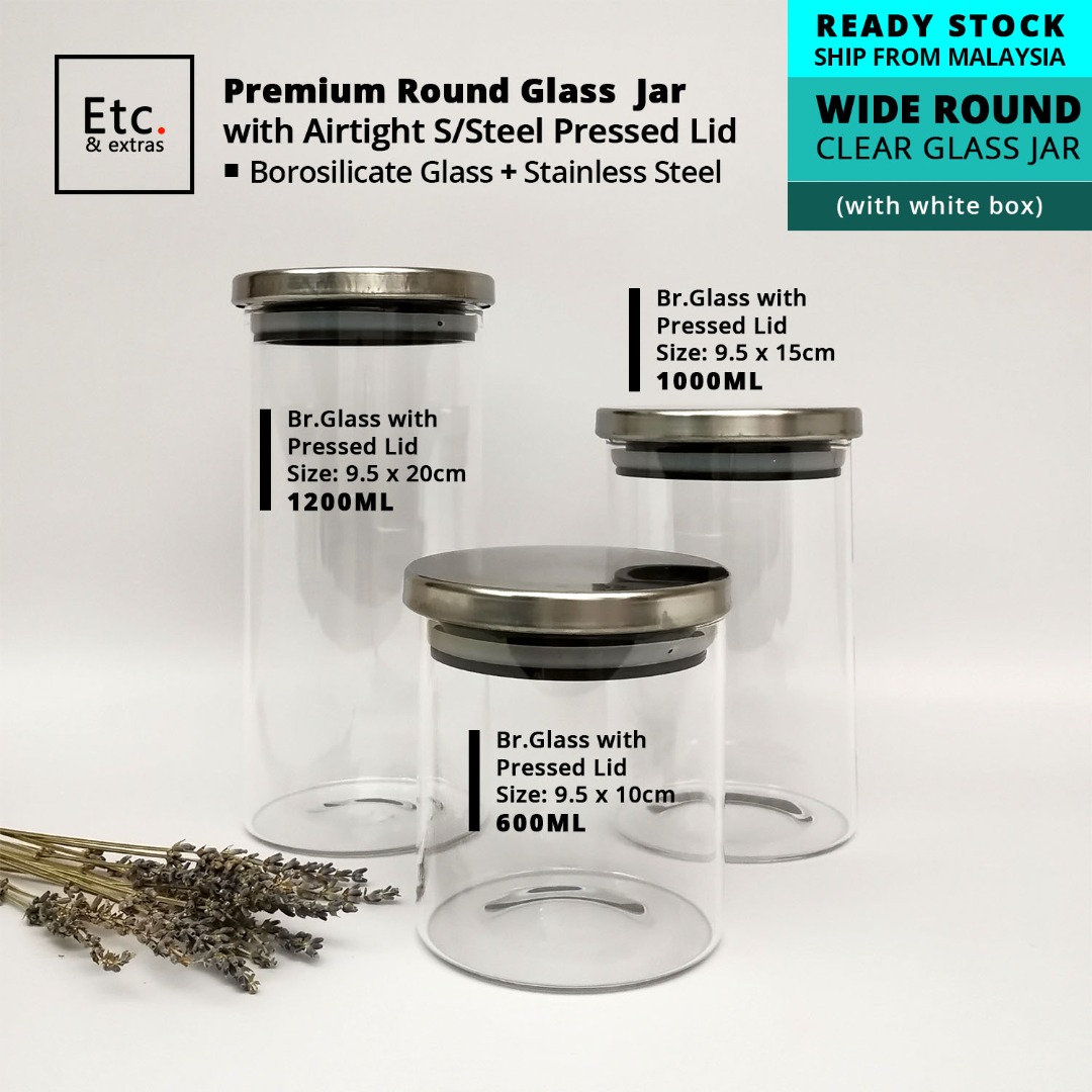 Borosilicate Glass Jar with silicone lid 1000 ML
