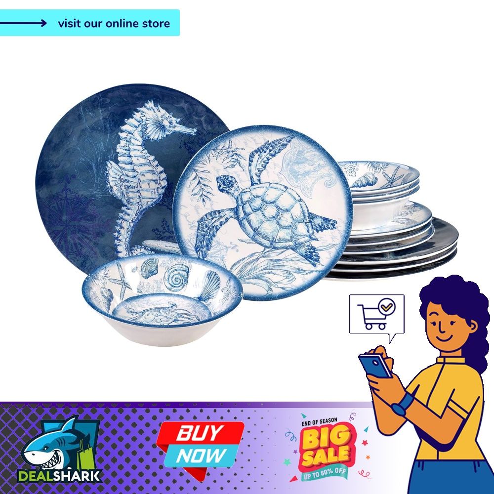 Certified International Oceanic 12 piece Melamine Dinnerware Set