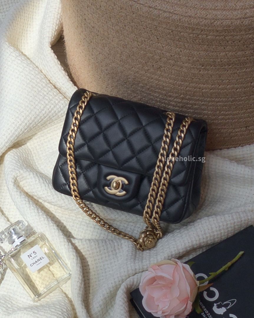 Chanel 23S Sweet Camellia Mini Square | Black Lambskin Brushed