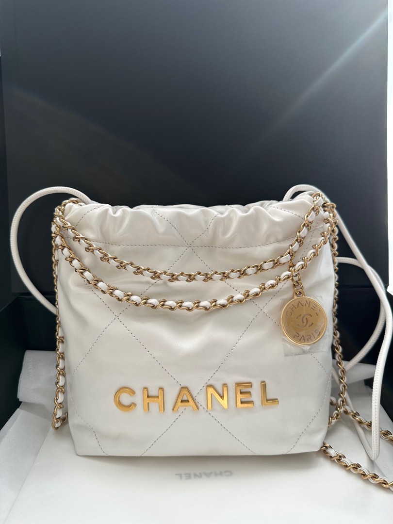 Chanel Mini 22 White, Luxury, Bags & Wallets on Carousell