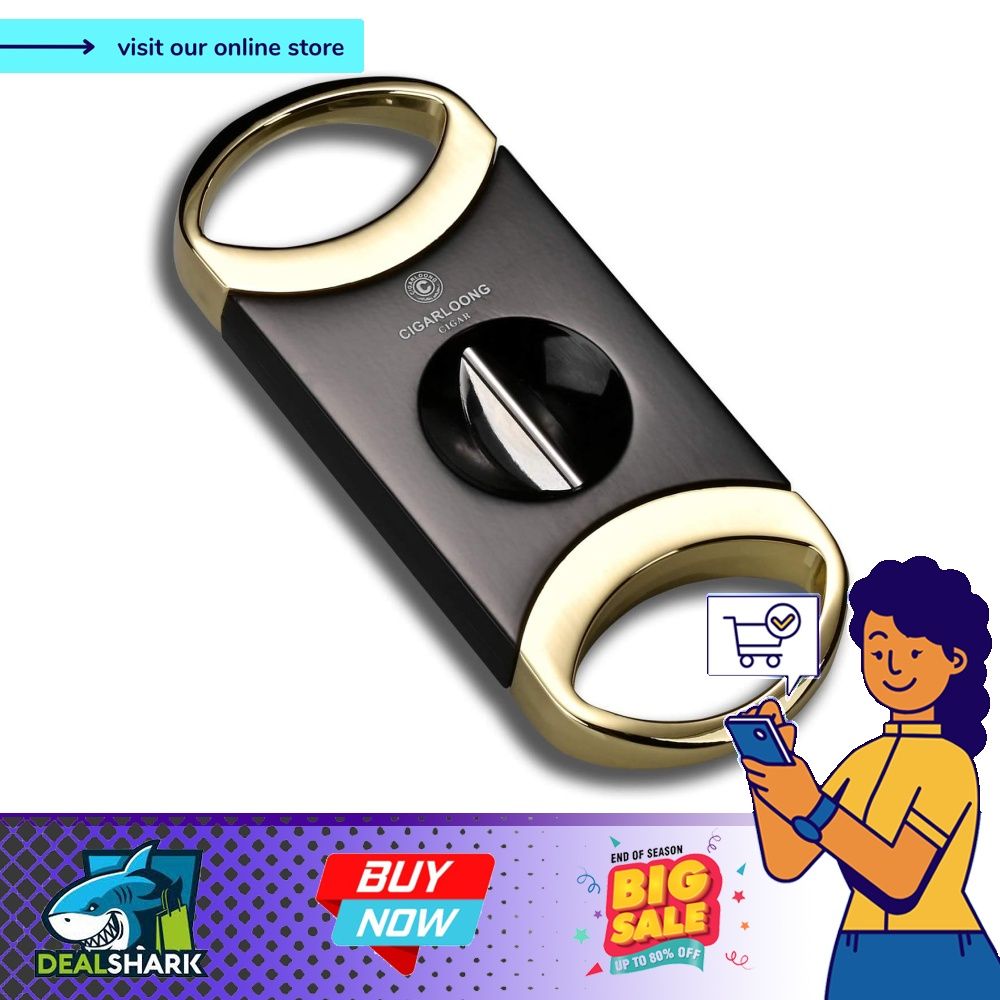CIGARLOONG Cigar Cutter VCut Stainless Steel Gloss Cigar Guillotine