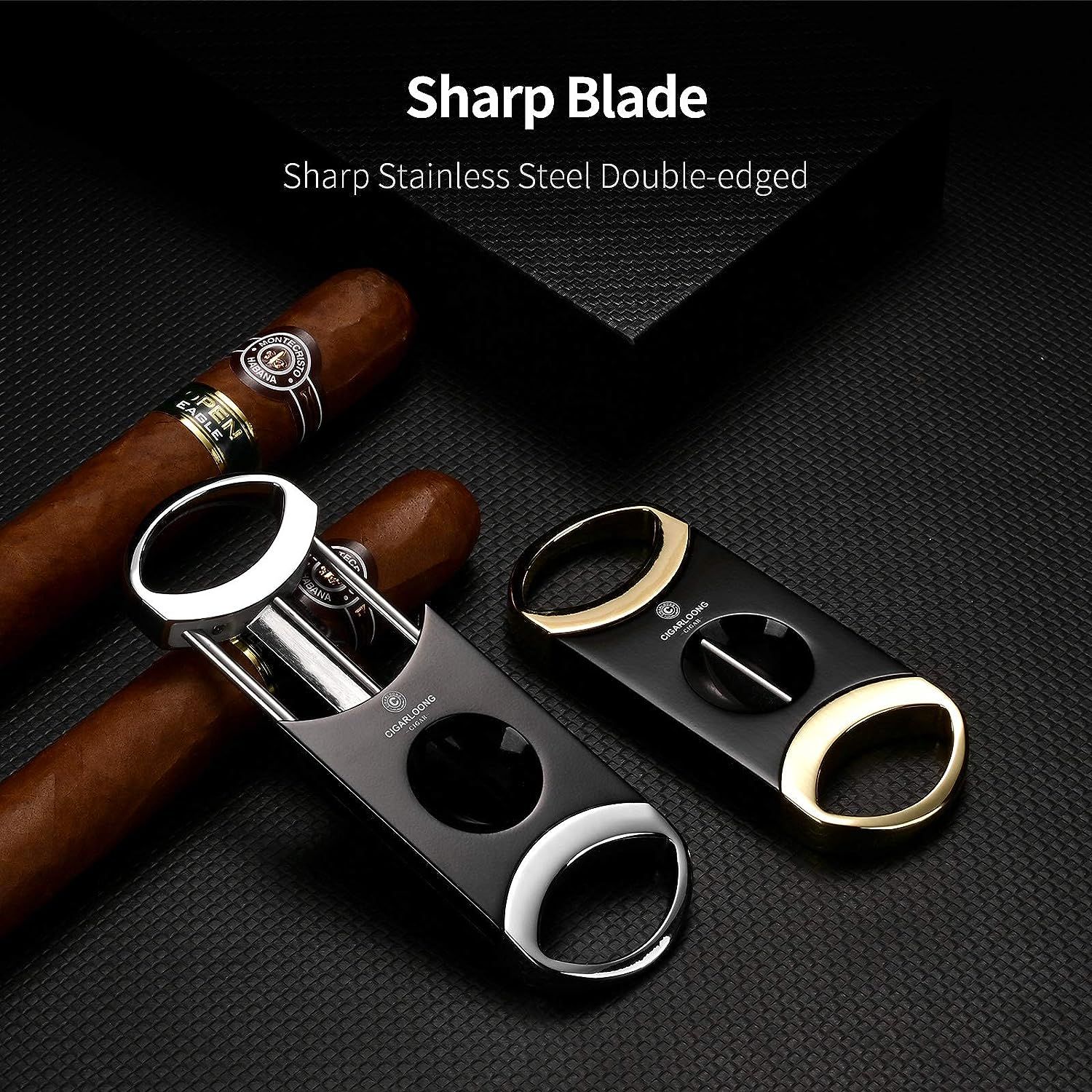 CIGARLOONG Cigar Cutter VCut Stainless Steel Gloss Cigar Guillotine