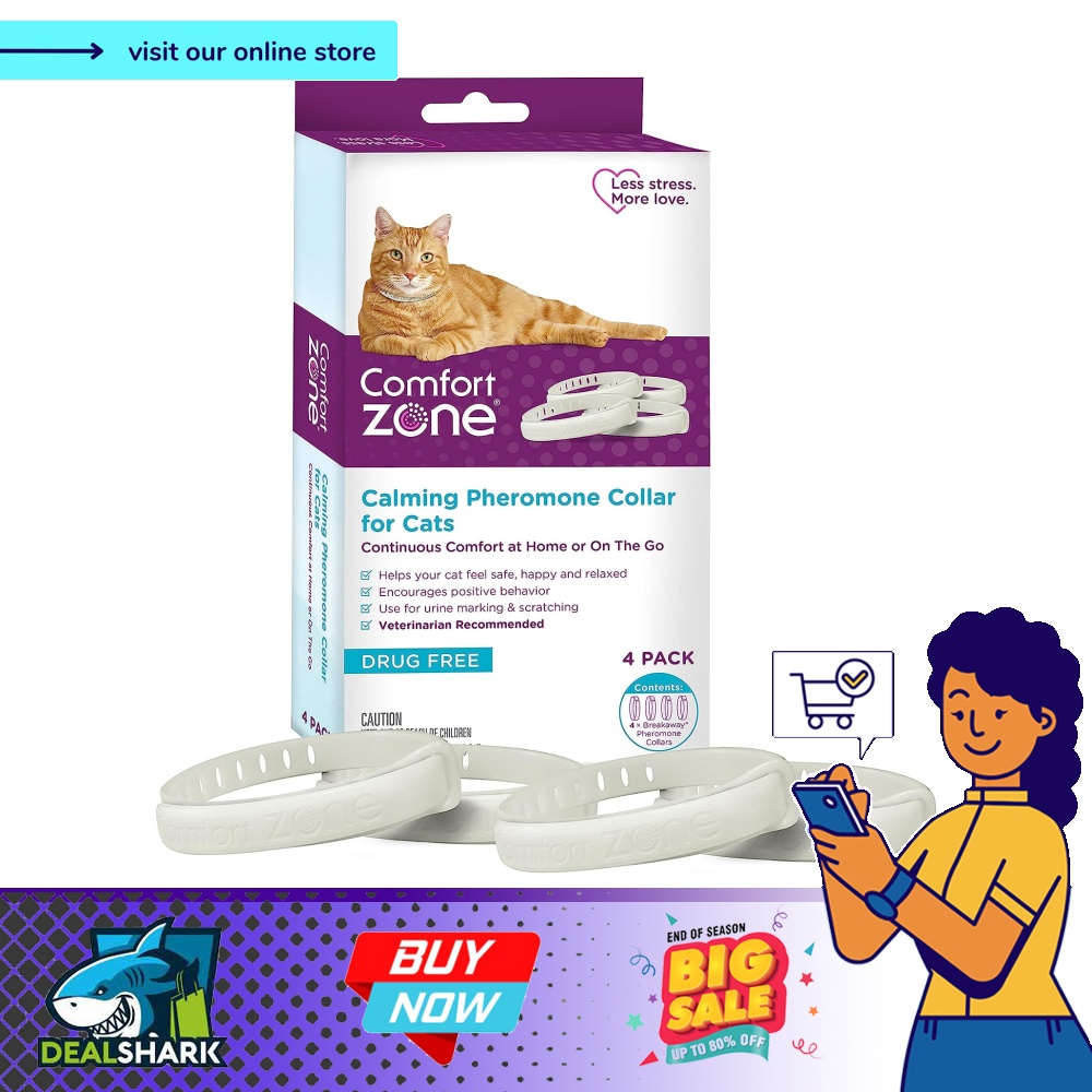 Comfort Zone 4 Pack Cat Calming Pheromone Collar for Cats De Stress Your Cat Helps Cats Feel Safe Happy and Calm While Reducing Unwanted Behaviors 4 Pack Pet Supplies Homes