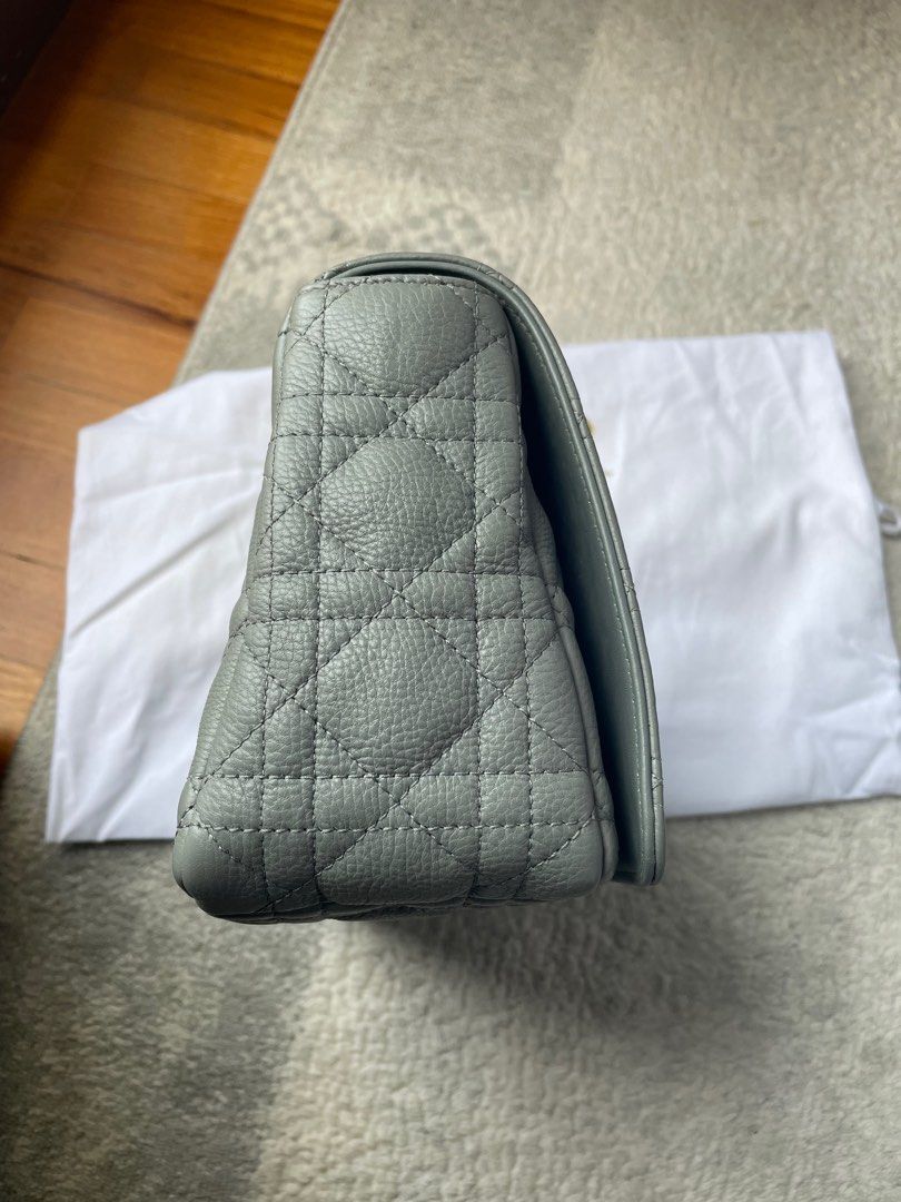 Medium Dior Caro Bag Stone Gray Supple Cannage Calfskin