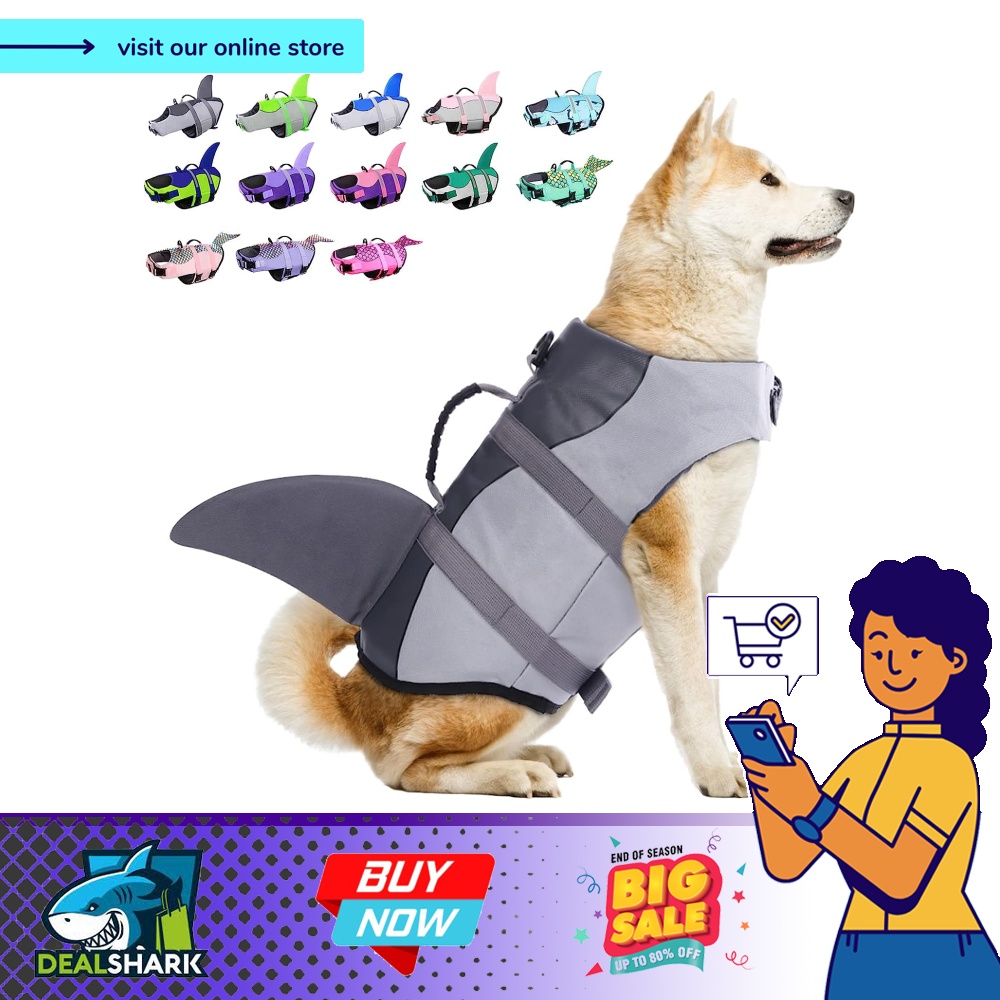 Dog Life Jacket Large Dog Life Vest for Swimming Boating Shark