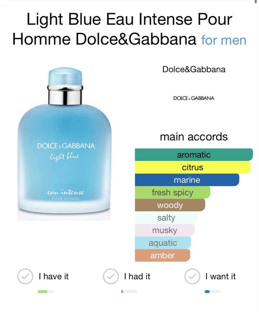 Dolce Gabbana light blue intense