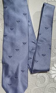 Emporio Armani Light Blue Logo Silk Necktie