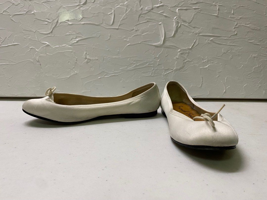 white satin ballet flats