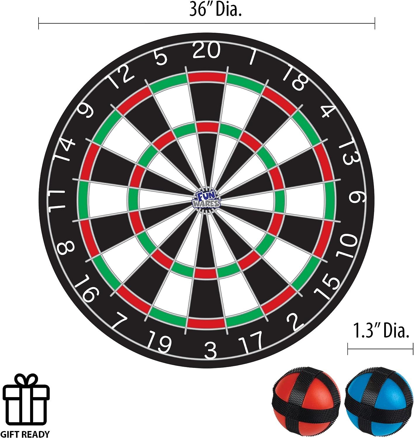 Funwares Giant Dart Board For Kids, 36" Fabric Safety Dartboard With 6