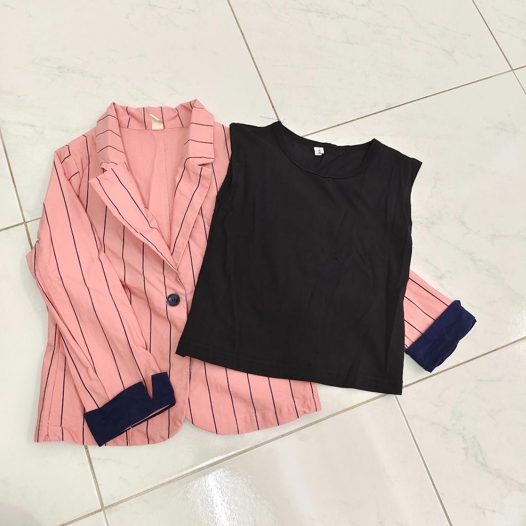 Pink blazer black shirt clearance