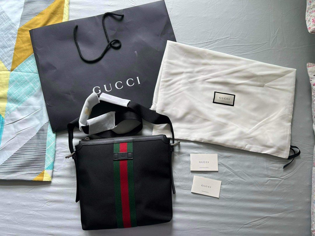 Gucci red green stripe webbing leather bag bought from Milan