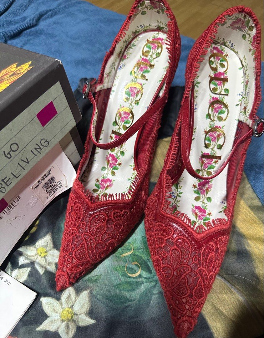 Gucci virginia lace mary jane pumps new arrivals