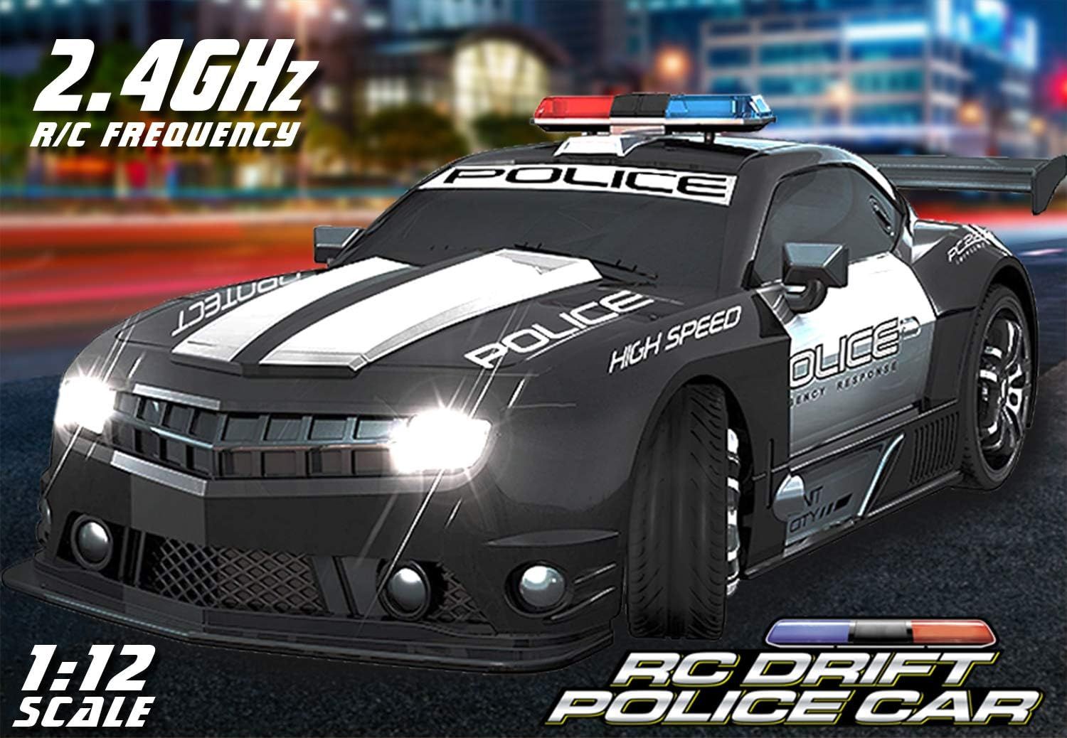 Haktoys Remote Control Police Car RC High Speed Cop Chase 1:12 Scale ...