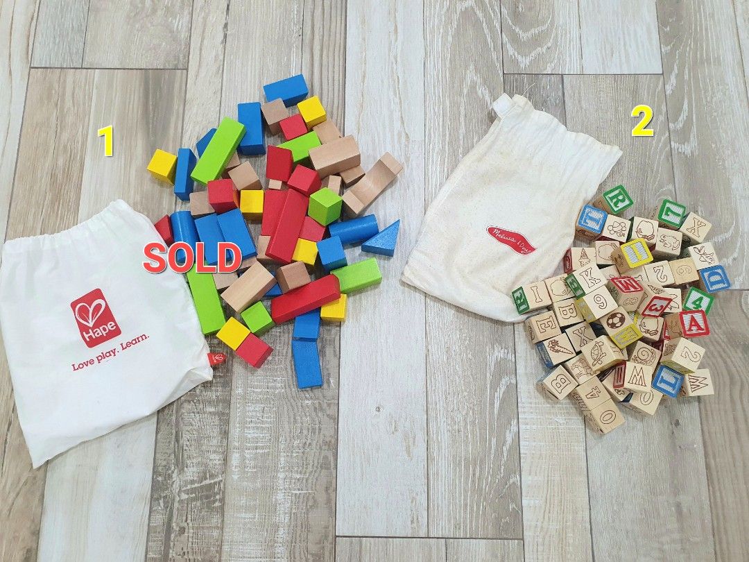 Melissa Doug Wooden ABC 123 Blocks 50pcs Hape Maple Blocks 50pcs