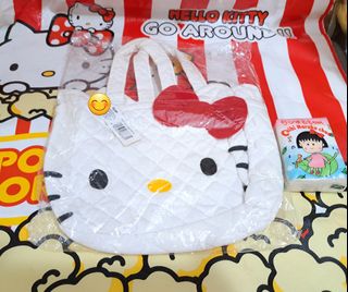 Hello Kitty 全新正版 昭和年代 Sanrio 1999年 绝版 收藏品 罕有 夾綿 布 頭形 手挽袋 包包 bag size 26 x 18 x 4 cm 手挽袋64242491467651110