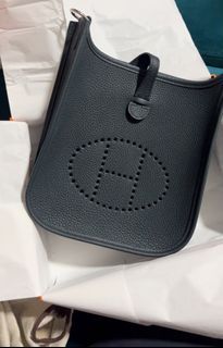 Hermes Evelyne Bag 18cm Mini TPM Etain Clemence Palladium Hardware