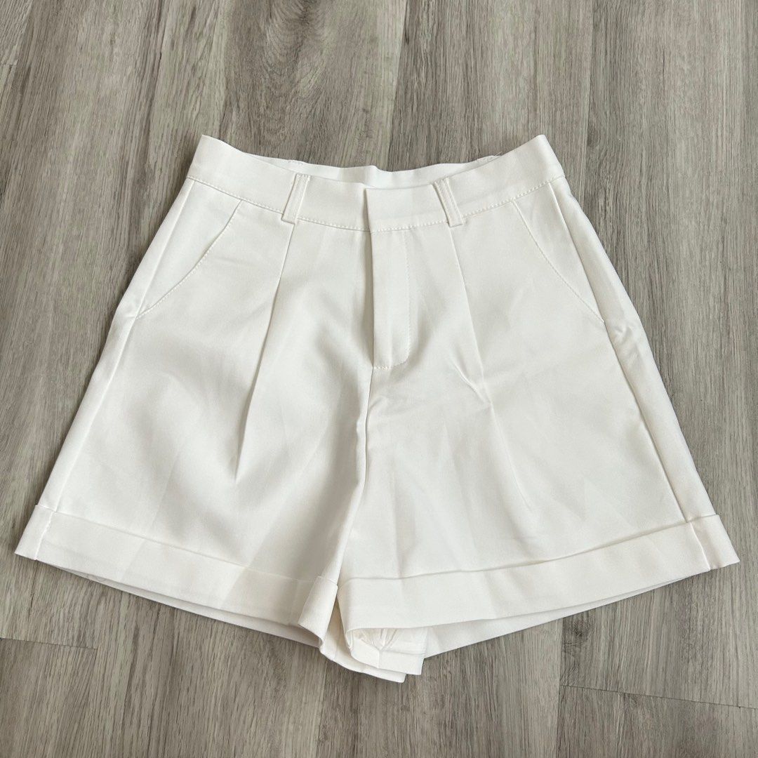 White high waisted tailored shorts discount