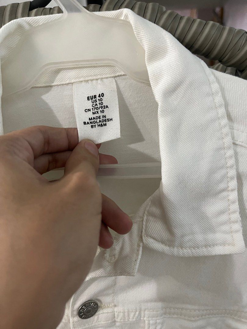 H and m top white denim jacket