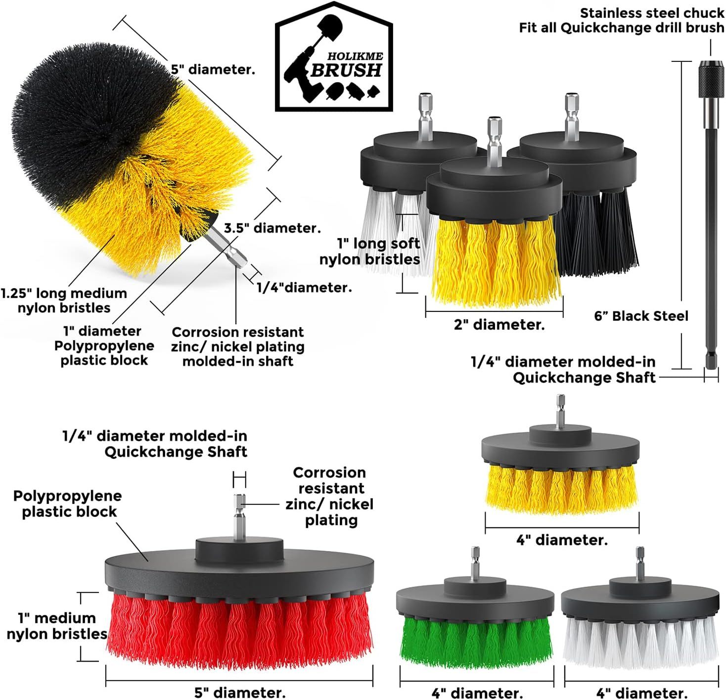 Holikme 25Piece Drill Brush Attachments Set,Scrub Pads & Sponge, Power