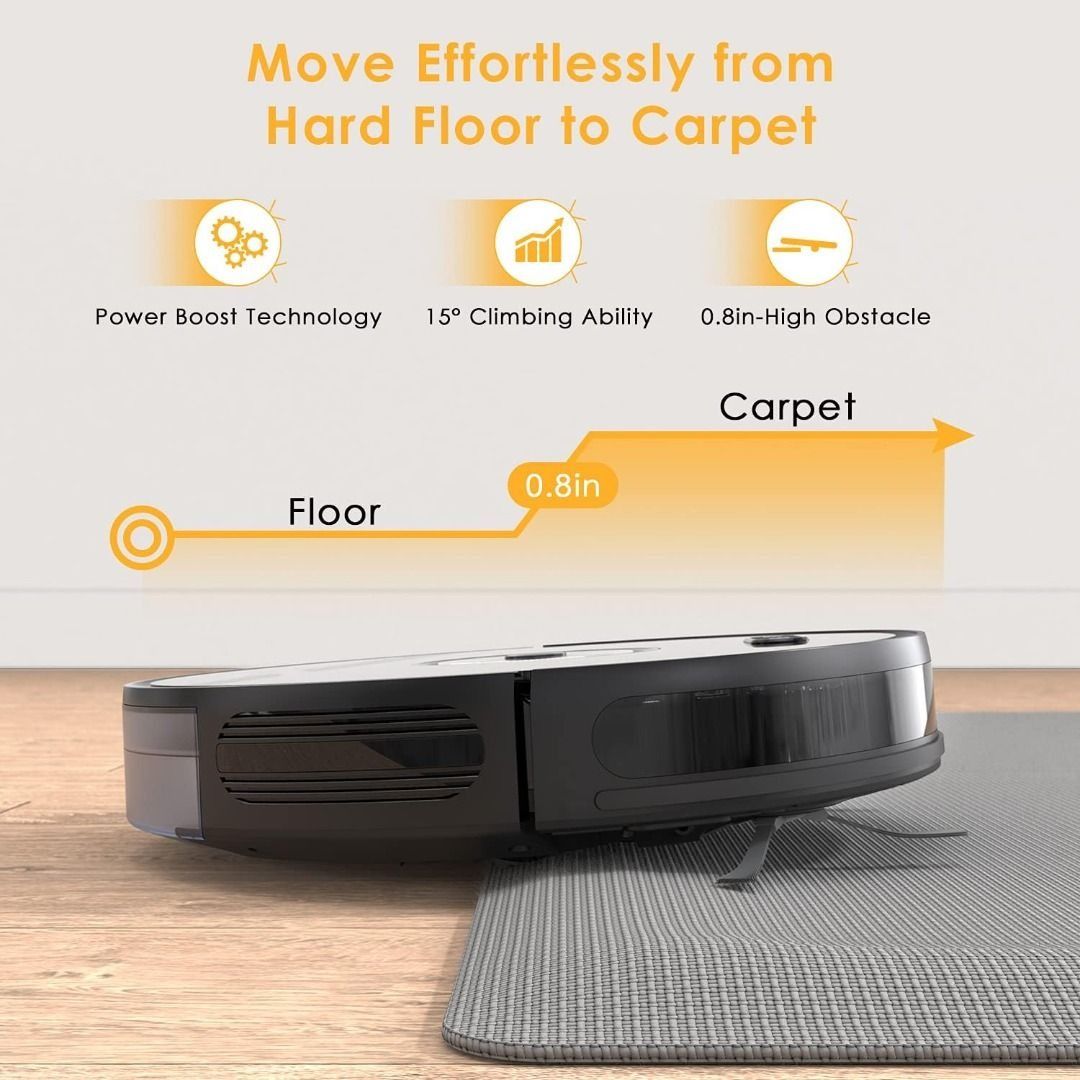 Hosome Robot Vacuum Cleaner with Mop Function 2200PA Vacuum Cleaner Robot WLAN App & Alexa