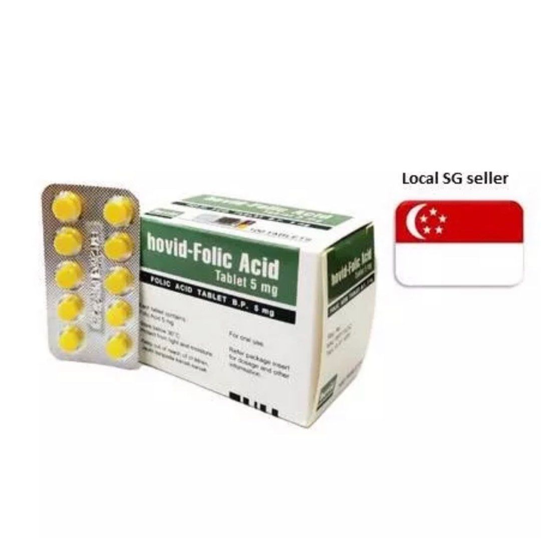 Hovid Folic Acid 5MG, 100 tablets, Expiry 02/2026, Health & Nutrition