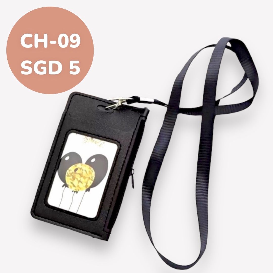 PU Leather Card Holder with Neck Lanyard Rope Double Card Sleeve ID Badge  Case Clear Bank Credit Card Badge Holder Office Supplies