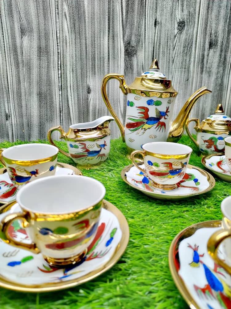 Japanese vintage tea set dragon and phoenix motiff 15pcs, Furniture