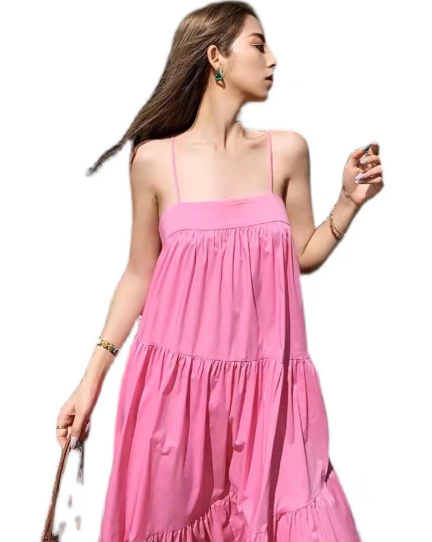 Korean Baby Doll Pink Dress, Women's Fashion, Dresses & Sets, Dresses