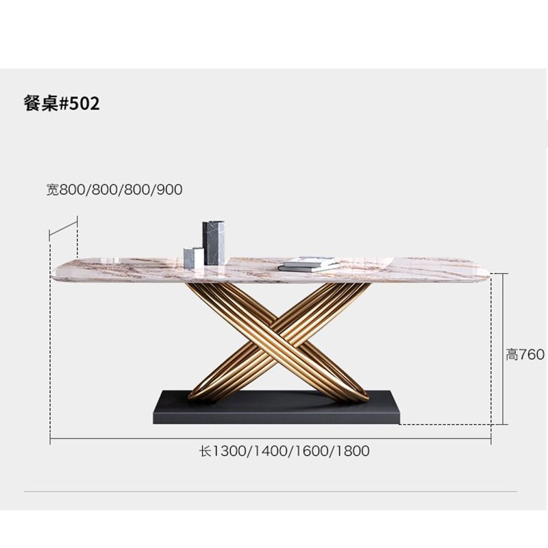 Light luxury sintered stone table Stainless steel titanium plating ...