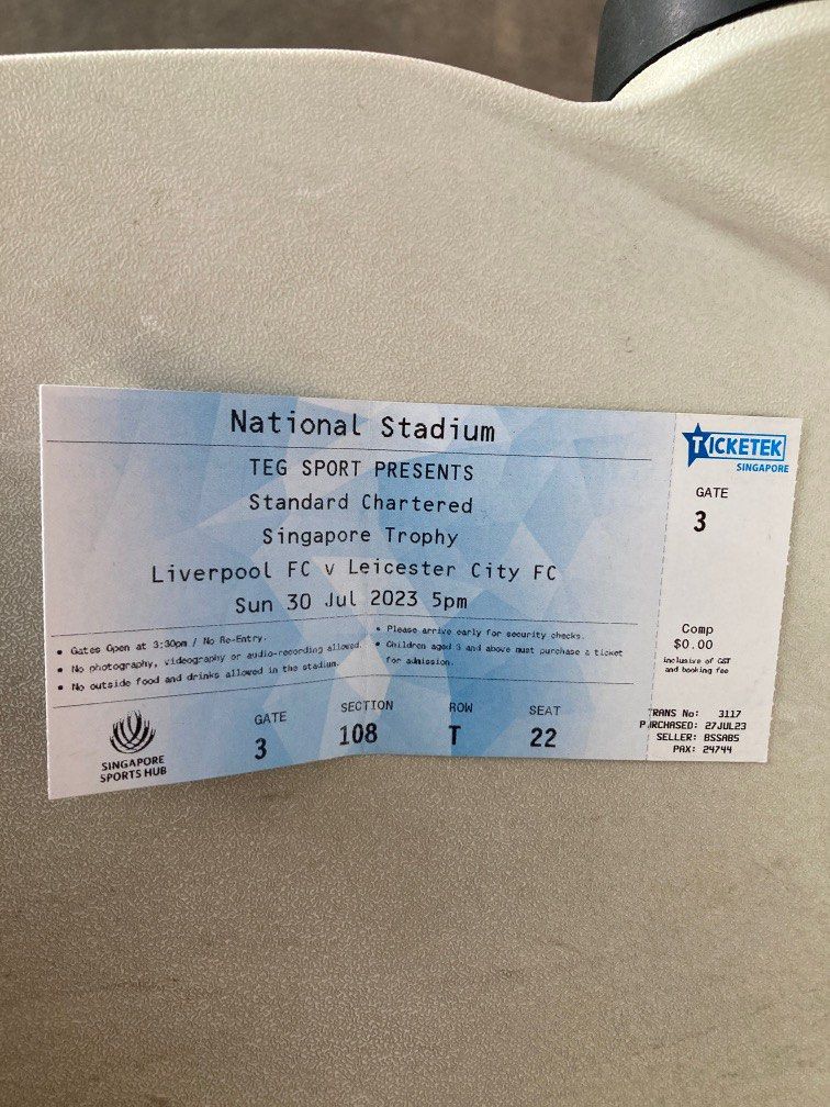 Liverpool FC vs LCFC, Tickets & Vouchers, Event Tickets on Carousell