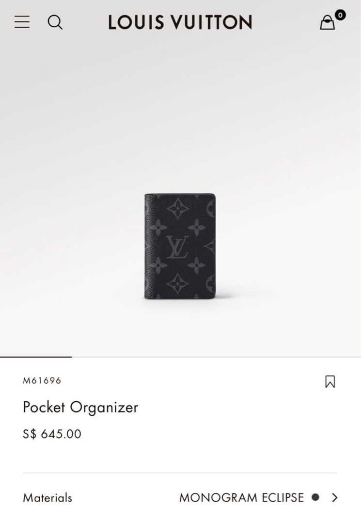Louis Vuitton Pocket Organizer Monogram Eclipse NM Grey in Canvas - US