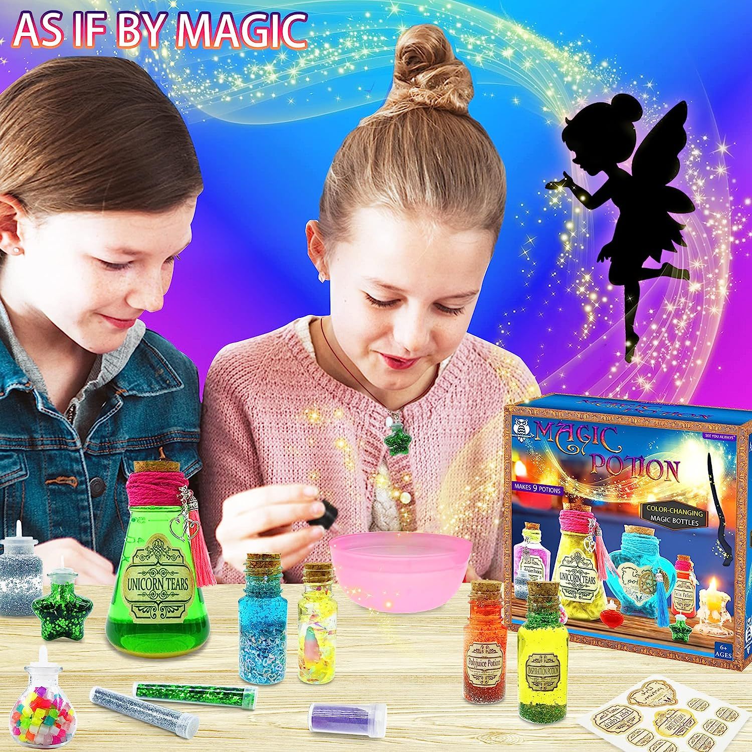 LiyLiyanna Fairy Polyjuice Potion Kits for Kids, Make 21 Bottles Magic  Potions for Christmas Decorations， Fairy Kits Potion Bottles Transparent