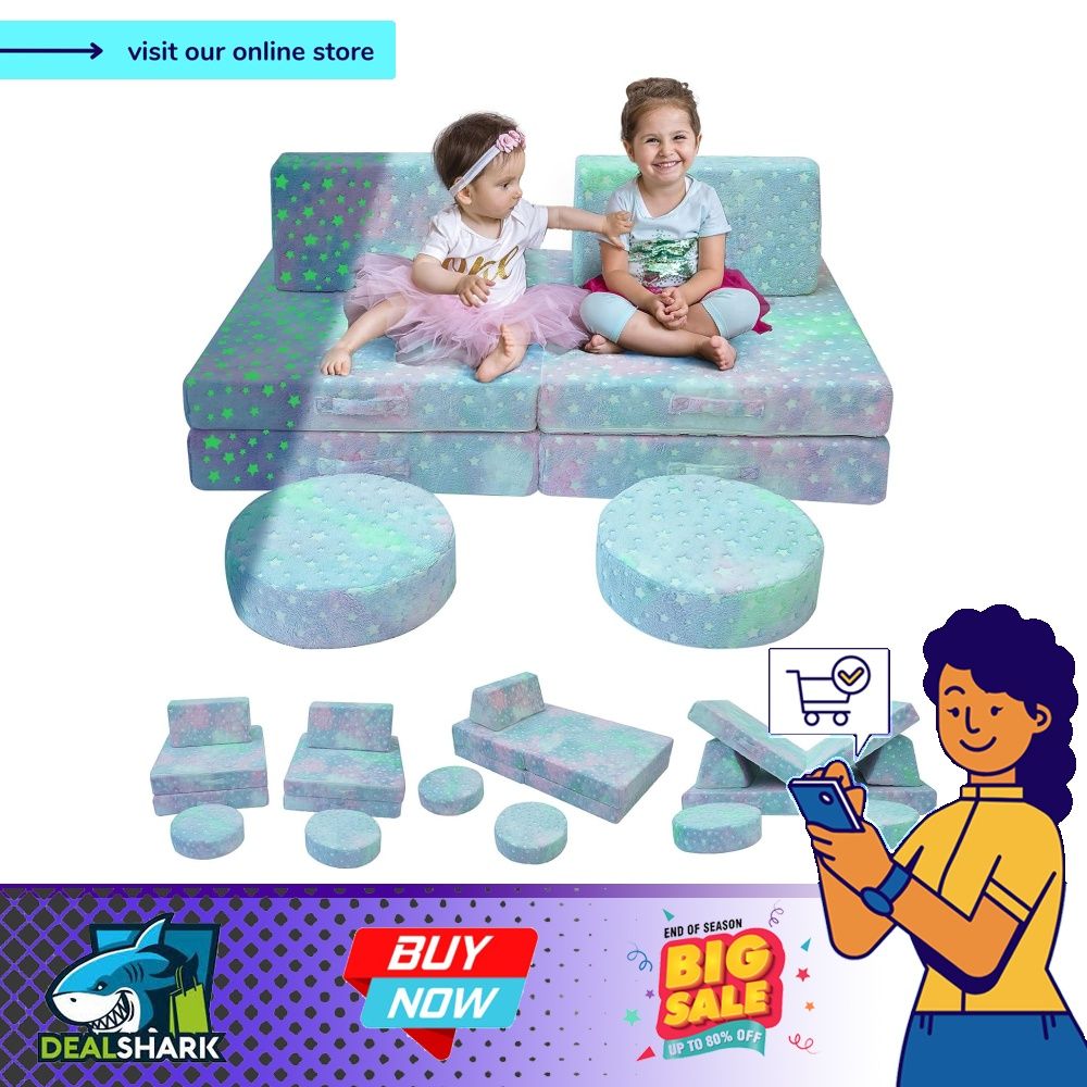 MeMoreCool Modular Couch Kids Sectional Sofa Glow Sofa Colorful
