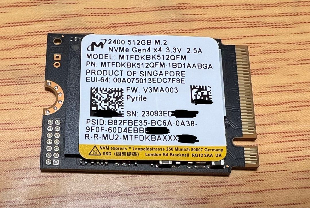 Micron 2400 512gb 2230 NVMe SSD
