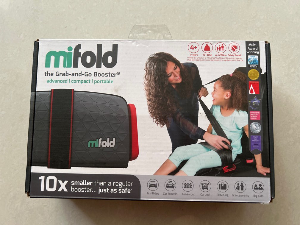 Mifold Grab and Go Car Booster Seat Grey, Babies & Kids, Going Out, Car Seats on Carousell