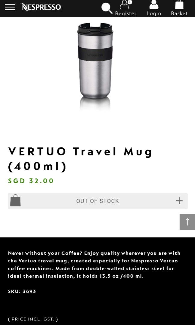 Nespresso VERTUO travel mug, Furniture & Home Living, Kitchenware & Tableware, Coffee & Tea