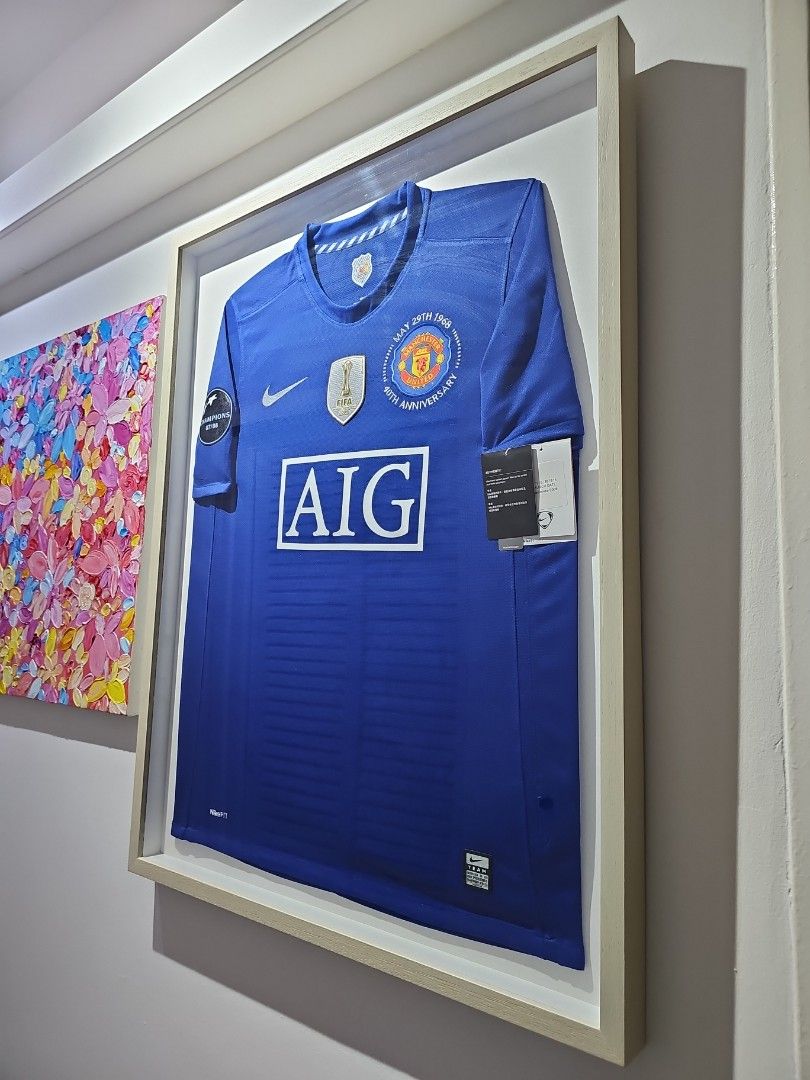 Nike Manchester United 2008 2009 40th Anniversary European Champions Rare Blue 3rd Kit w World Club Cup Champions 2008 Champions League