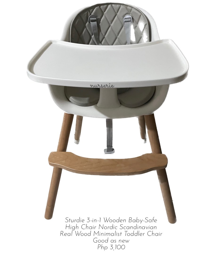 Nurserie Sturdie 3in1 Wooden BabySafe High Chair Nordic Scandinavian