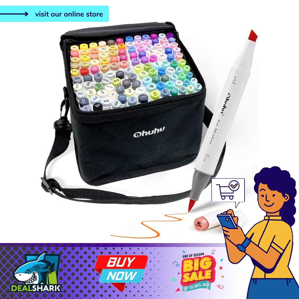 Ohuhu Alcohol Markers Brush Tip Double Tipped Art Marker Set for Kids