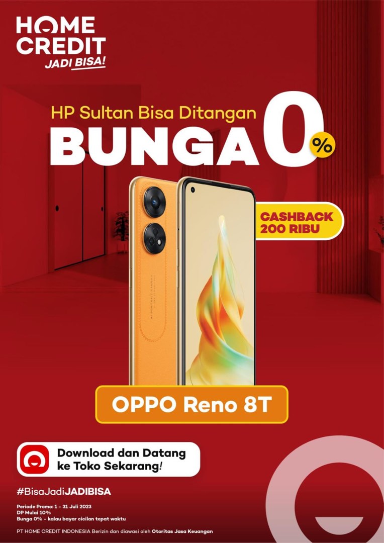 Oppo Reno 8T Bisa Cicilan Tanpa CC Gan BUNGA BISA 0%, Telepon Seluler &  Tablet, Ponsel Android, OPPO di Carousell