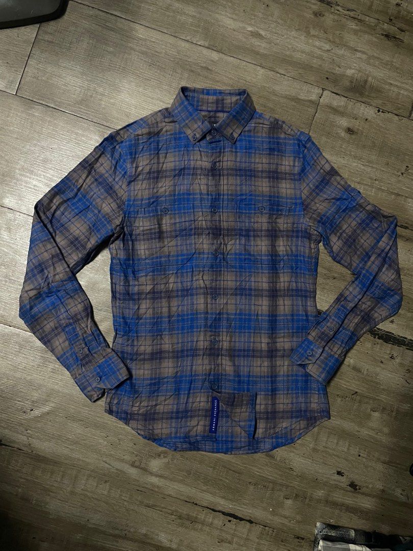 Original Armani Exchange Flannel Shirt Men s Fashion Tops Sets