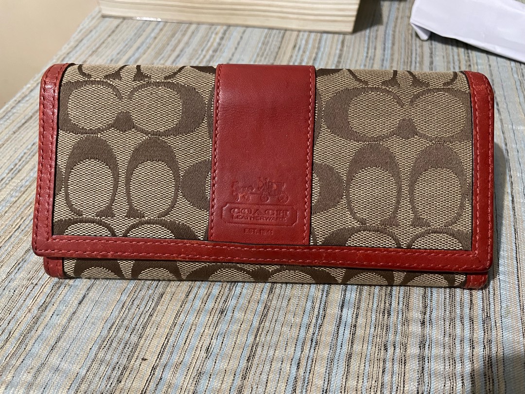Coach Bags | Coach Small Trifold Snake Wallet in Colorblock | Color: Red | Size: Os | Theoscollective's Closet